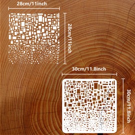 FINGERINSPIRE Cubist Stencil 11.8x11.8 inch Media Stencils Plastic Square Rectangle Pattern Reusable Cubist Stencils Digital Data Stencil for Canvas Arts Journaling Scrapbooking Card Making