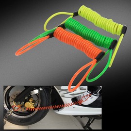 Disc Lock Cable, 2 Looped Ends Motorcycle Alarm Disc Brake Lock, Antitheft Security Spring Reminder Coil Cable, Steel Coil Cable Plastic Wrapped Wire Spring(Orange)