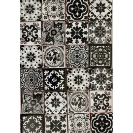Talavera 100 MEXICAN TILES 2x2 CERAMIC POTTERY TALAVERA MEXICO black and white