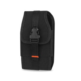 Reiko Vertical Two Way Heavy Duty Phone Pouch with Buckle Clip and Card Holder, 6.62" X 3.46" X 0.68" - Black (PH09B-663507BK)