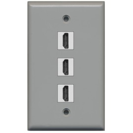 RiteAV - 3 Port HDMI Wall Plate - Gray