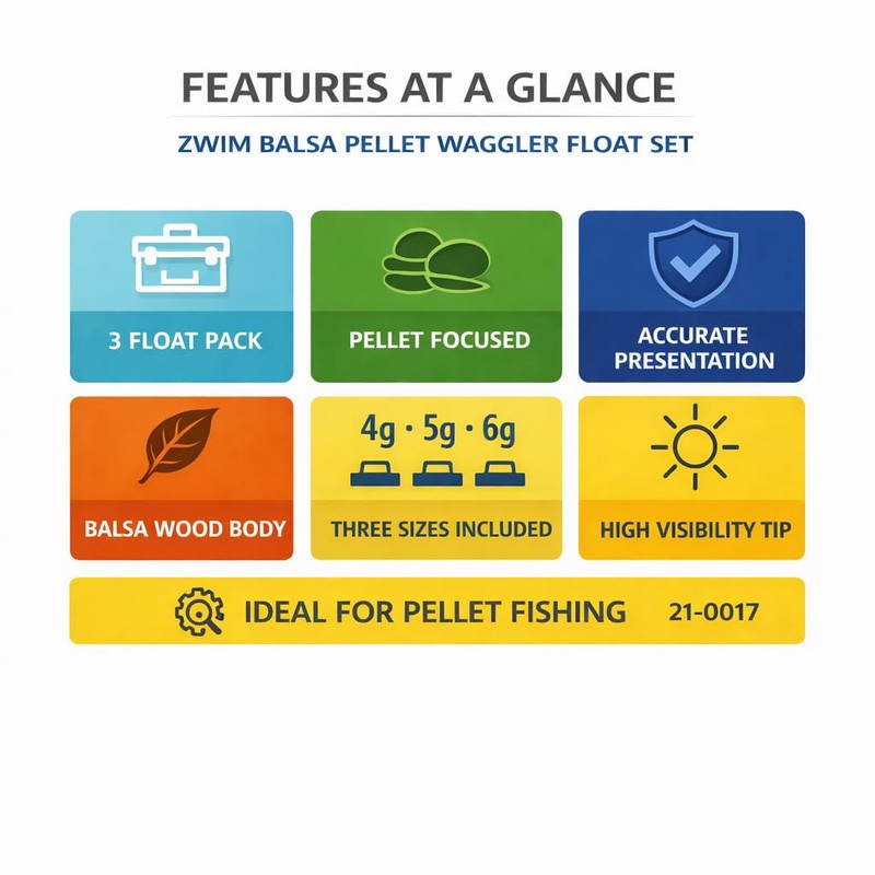 ZWIM Balsa Pellet Waggler Float Set 3pc 4g 5g 6g