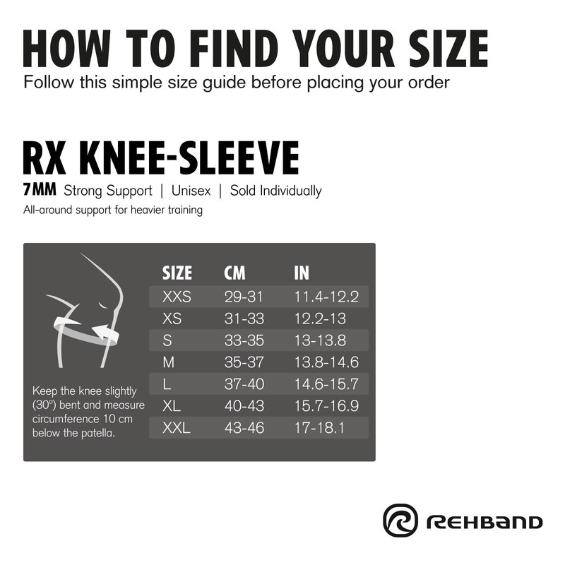 Rehband Rx Knee Support 7 mm for Weightlifting, Powerlifting, Colour:
