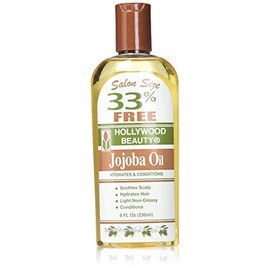 Hollywood Beauty Jojoba Hair Oil, 8oz Bottle, Light Non Greasy, Hydrates & Conditions Hair, Soothes scalp, Anti-Frizz fighter, Can be Used as a Hot Oil Treatment