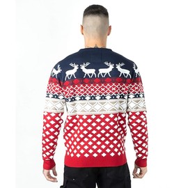 NOROZE Mens Novelty Knitted Christmas Sweater Jumpers (XL, Navy)