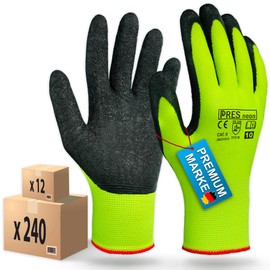 PRESTIGION Work Gloves Men's Size 8-M (12 Pairs) - Latex Gloves Work - Abrasion Resistant - Ideal for Construction Site, DIY or Garden