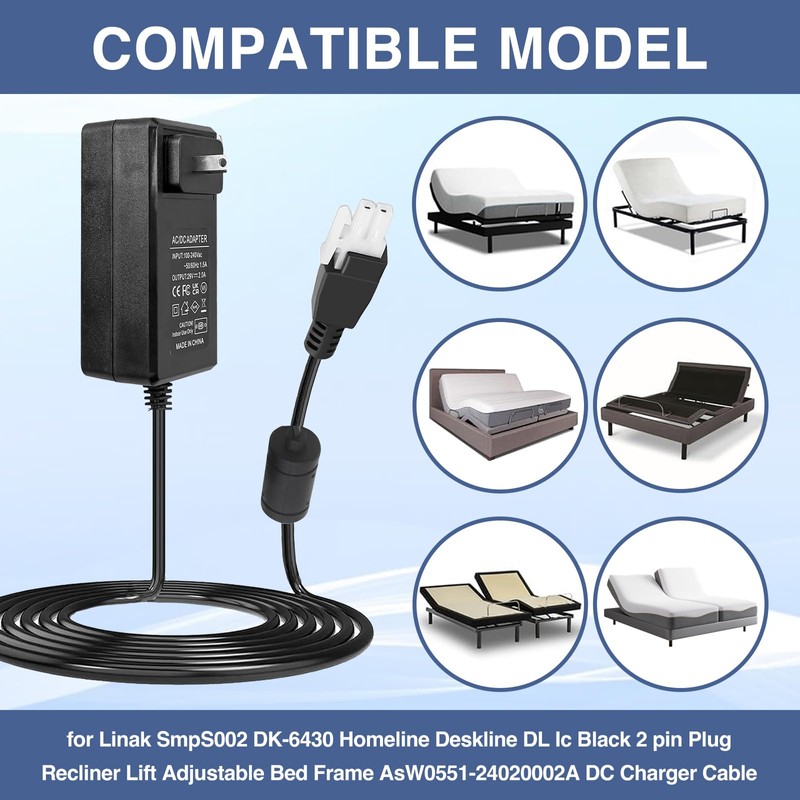 solsinsy 24V Power Adapter for SMPS002 Homeline Deskline Adjustable Bed