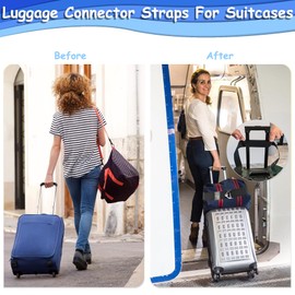 Consss Luggage Straps Travel Belt for Luggage, Add a Bag Luggage Strap for Backpack, 2-in-1 Suitcase Belts Adjustable Elastic Airport Travel Accessories for Women & Men
