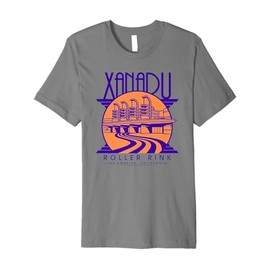 Olivia Newton-John Xanadu Roller Rink Purple and Orange Logo Premium T-Shirt