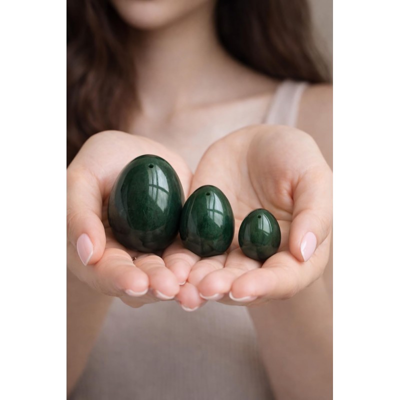 Nephrite Jade Stone Eggs Set of 3 Natural Jade 100%