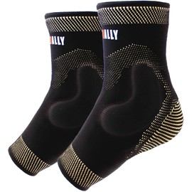 NeoAlly® - Copper-Infused Ankle Compression Sleeve for Ankle Support & Foot Pain, Breathable Ankle Brace with Gel Pads, Muscle Recovery Compression Sleeve, Large, 1 Pair