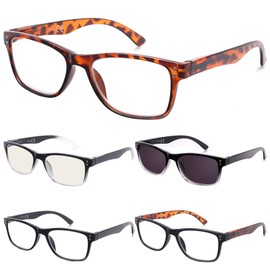 Stylish Reading Glasses 5 Pair with Spring Hinge Fashion Glasses Beautiful Patterns Reading for Men And Women 1.25