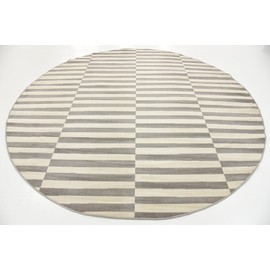 Unique Loom Williamsburg Collection Casual Transitional Thick Alternating Stripes Area Rug, 8 ft, Gray/Beige