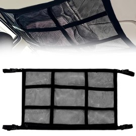 IONPSHG Adjustable SUV Travel Cargo Net - 80 x 55cm Large Mesh Car Roof Organizer for Long Trip & Camping, Black Double Ceiling Storage Bag
