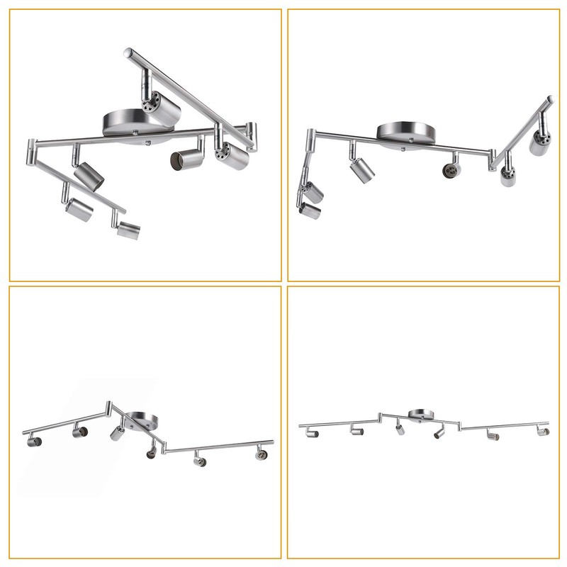 AIBOO 6-Light Adjustable Dimmable Track Lighting Kit, Flexible Foldable Arms,Satin
