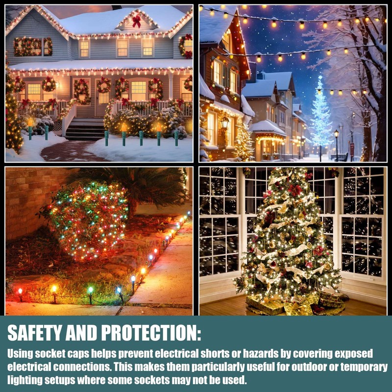 Threlaco 100 Pcs Christmas C9 C7 Socket Cap Light Bulbs