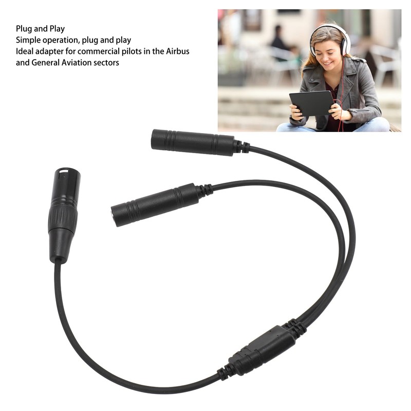 Aviation Headset Adapter GA Dual Plug to Airbus 5 Pin