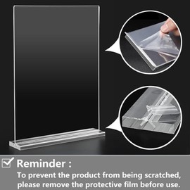 ZOUZJUN Acrylic Sign Holder Double Stands Ad Frames Clear Flyer Display Stand for Office Home Restaurant, Display Sign Stand for Store Sign Holders, Vendor Booth Display Items Vertical (6 Pack-5" X 7"Inch-Vertical(T-Shape))