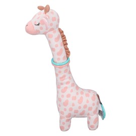 Plush Giraffe Teether Toy Fun Teether Design Cute Infant Plush Stuffed Giraffe Toy for 0‑1 Years Old Newborn Pink