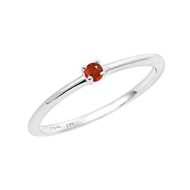 Laracristy sv925 Women's Pinky Ring, 925 Silver, Birthstone Ring, Silver, Garnet