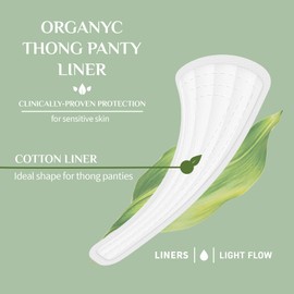 Organyc Organyc 100% Certified Organic Cotton Tanga Thong Panty Liners, Ultra Thin Liners for Women, Light Flow, 24 Count