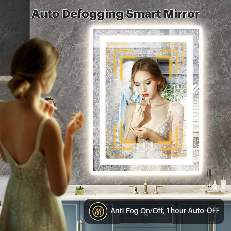 24"x32" LED Bathroom Mirror with Lights, Backlit & Front Lit,