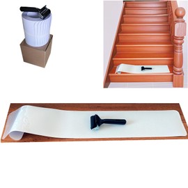 EASYMALL Non-Slip Stair Treads Tape, 15 Pack Pre-Cut Transparent Non Slip Stair Treads for Wooden Steps Indoor, Stair Treads Non Slip Tape with Roller(6"x24")