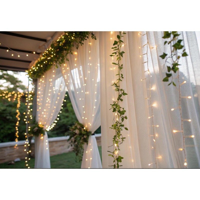 Solhice LED Curtain Lights Outdoor 40ft x10ft, 800 LED Plug