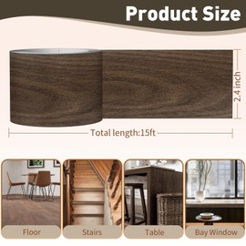 ZYJT Wood Grain Repair Tape, 2.4 inch X 15ft Self Adhesive Black Walnut Grain Repair Patch for Tables, Chairs, Baseboards, Doors, Windows, Floors, Handicraft DIY.