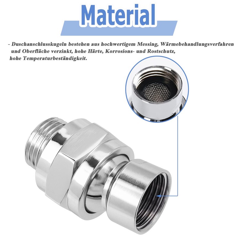 Mesee G 1/2 Ball Joint Adapter, Rain Shower Head Ball