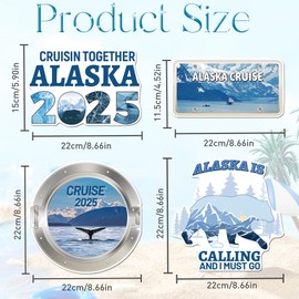 Alaska Cruise Door Decorations Magnetic - 4 Pcs Porthole Scenic Alaska Cruise Door Magnets 2025, Alaska Cruise Essentials Magnetic Door Signs for Ship Cabin Door Decor