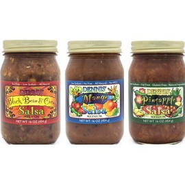 All-Natural Gourmet Salsa Variety Pack | Low Sugar, Low Cal, Low Carb, Low Sodium, & Gluten Free! Includes (1) Each of Black Bean & Corn, Mango, & Pineapple Salsas.