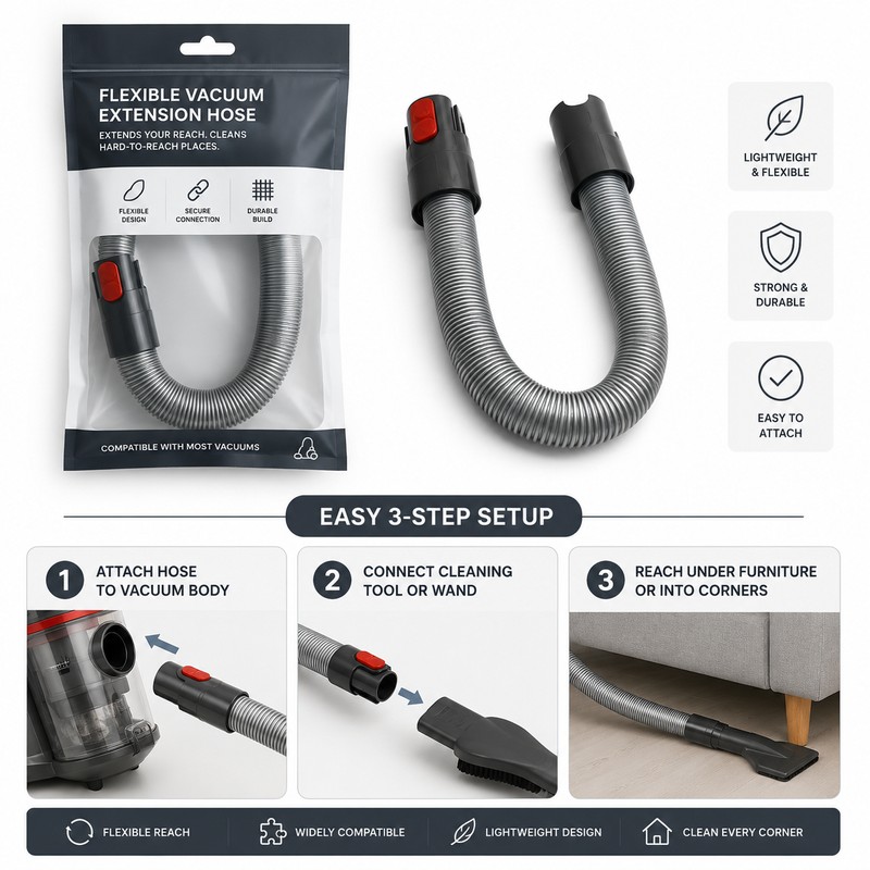 Flexible Vacuum Extension Pipe for Dyson V7–V15 – Telescopic ABS