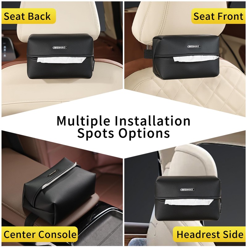 WEIHAO 2PCS Car Tissue Holder for 100-120 Tissues, Small Rectangular
