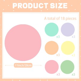 YEIHHEIY 18 PCS Pastel Dry Erase Dots 11 Inch Removable Stickers dots Wall Decals for School Classroom Whiteboard Teachers Students Table Desk