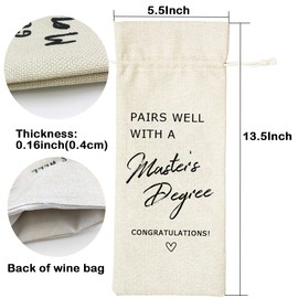 LANBAIHE Masters Degree Gift Wine Bag, Graduation Gift, Master's Degree Reusable Wine Bag, College Graduation Party, Graduation Gift, Doctorate Degree
