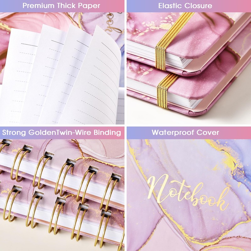 A5 Notebook - Artfan Notebook A5 Twin-Wire Binding, Elastic Closure,