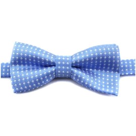 FATASH Kids Neck Bow Tie With Polka Dots Soft Silk Adjustable Plain Pre-Tied Ideal For Boys | Children's Clip-On Spotty Satin Doted Design Bowtie Suitable For Birthday Party, Wedding - Sky Blue