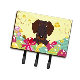 Caroline's Treasures BB6129TH68 Easter Eggs Wire Haired Dachshund Chocolate Leash or Key Holder, Wall Hooks, Key Hooks Holder, Coat Rack Wall Mount, Coat Hooks, Hooks for Hanging Keys, Towels, Aprons,