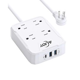 USB Power Strip, Fast Charging USB-C Charger with PD Port, 4.6 FT Flat Plug Extension Cord with Mountable Holes, Small Desktop Charging Station for Home and Travel