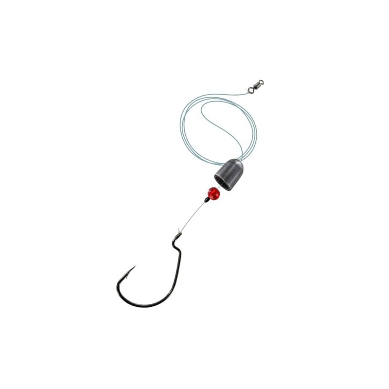 Jenzi Fluorocarbon Texas Rig with Offset Hooks and Weight #1/0