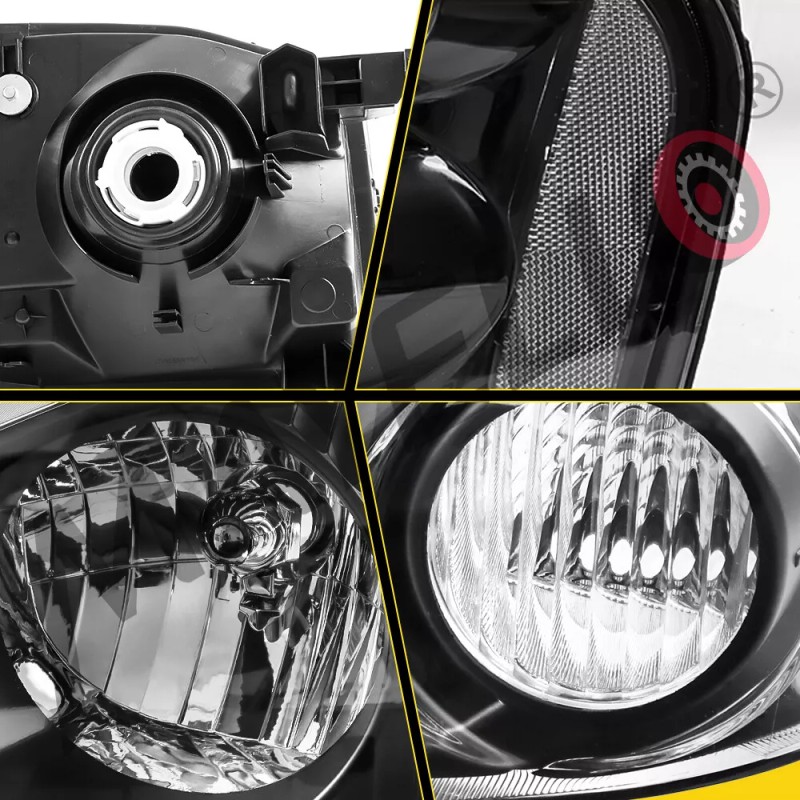 Mayello-autoem Pair Black Headlights For 01-04 Nissan Frontier XE/SE Left&Right