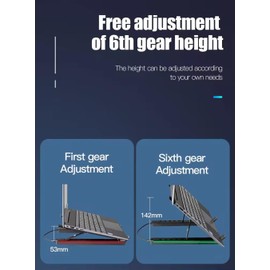 H.May Laptop Stand for Desk with Docking Station, 4-in-1 (1 x USB-C, 3 x USB-A) RGB Laptop Stand, Foldable Portable Laptop Holder for 12-18 Inch Laptops, Tablet (Black)