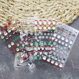 Christmas Nail Art Sticker 5D Self Adhesive Acrylic Sticker Classic Santa Claus Christmas tree Elk Snowflake Snowman Exquisite Design Embossed Engraved Nail Decal Nail Art Supplies Christmas Nail Art Decoration 4 Sheet