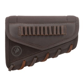 Leather Buttstock Shell Holder, Gun Stock Cover Cheek Rest Riser for .22, .17HMR, .22LR, .22MAG (Cheek Riser - Coffee)