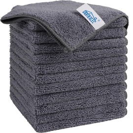 HOMEXCEL Grey Microfiber Cleaning Cloth, 12 Pack Premium Microfiber Towels for Cars, Lint Free, Scratch-Free, Highly Absorbent, Reusable Cleaning Rags for Car, Household, Kitchen, Window, 11.5"X11.5"