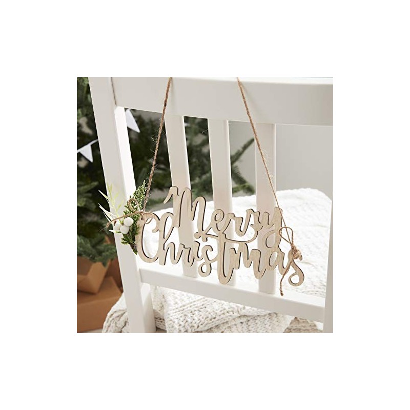 Ginger Ray Wooden Eco Merry Christmas Chair Back Table Hanging