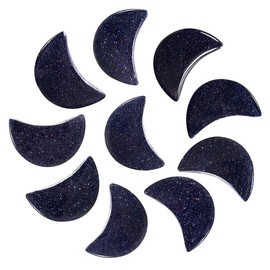 Nupuyai Pack of 4 Healing Stones Moon-Shaped Worry Stone Crystal Lucky Charm Pocket Stone for Reiki Meditation, Home Decoration and Jewellery Making, Blue Sandstone