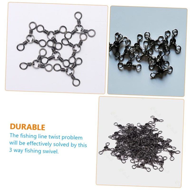 Totority 50pcs Fishing Swivels Connector Way Fishing Swivels for Tackle
