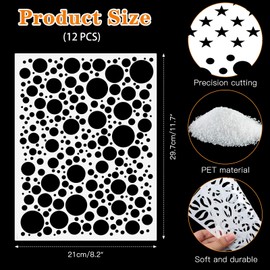 OOTSR 12Pcs Drawing Painting Stencils Set, 11.4"x8.3" Art Templates for Crafts Reusable, Plastic Painting Stencils for Painting on Wood, Furniture Wall Scrapbooking, Home Decor DIY Supplies